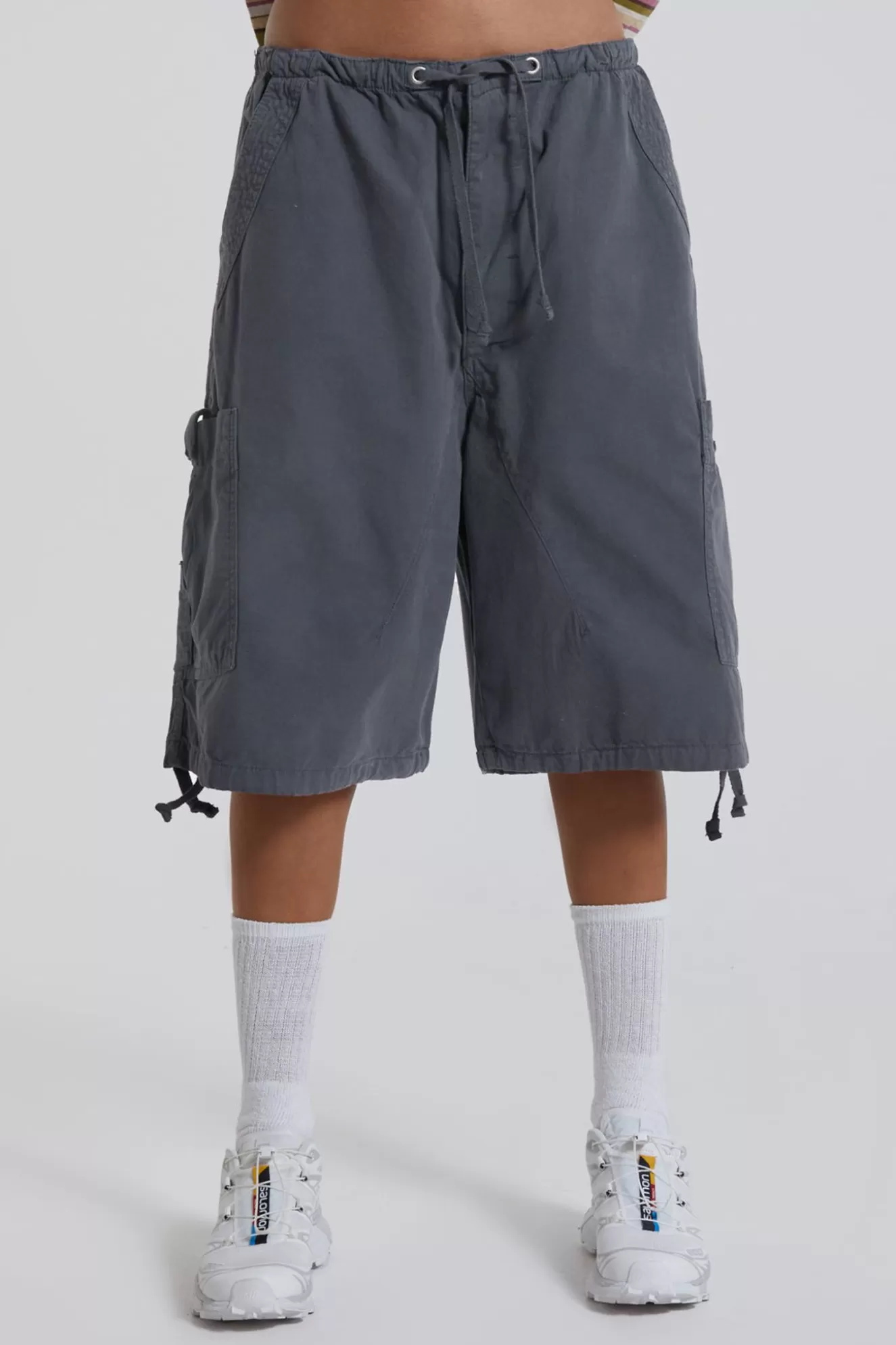 Best Sale Vintage Grey Parachute Cargo Shorts Women Parachute Pants