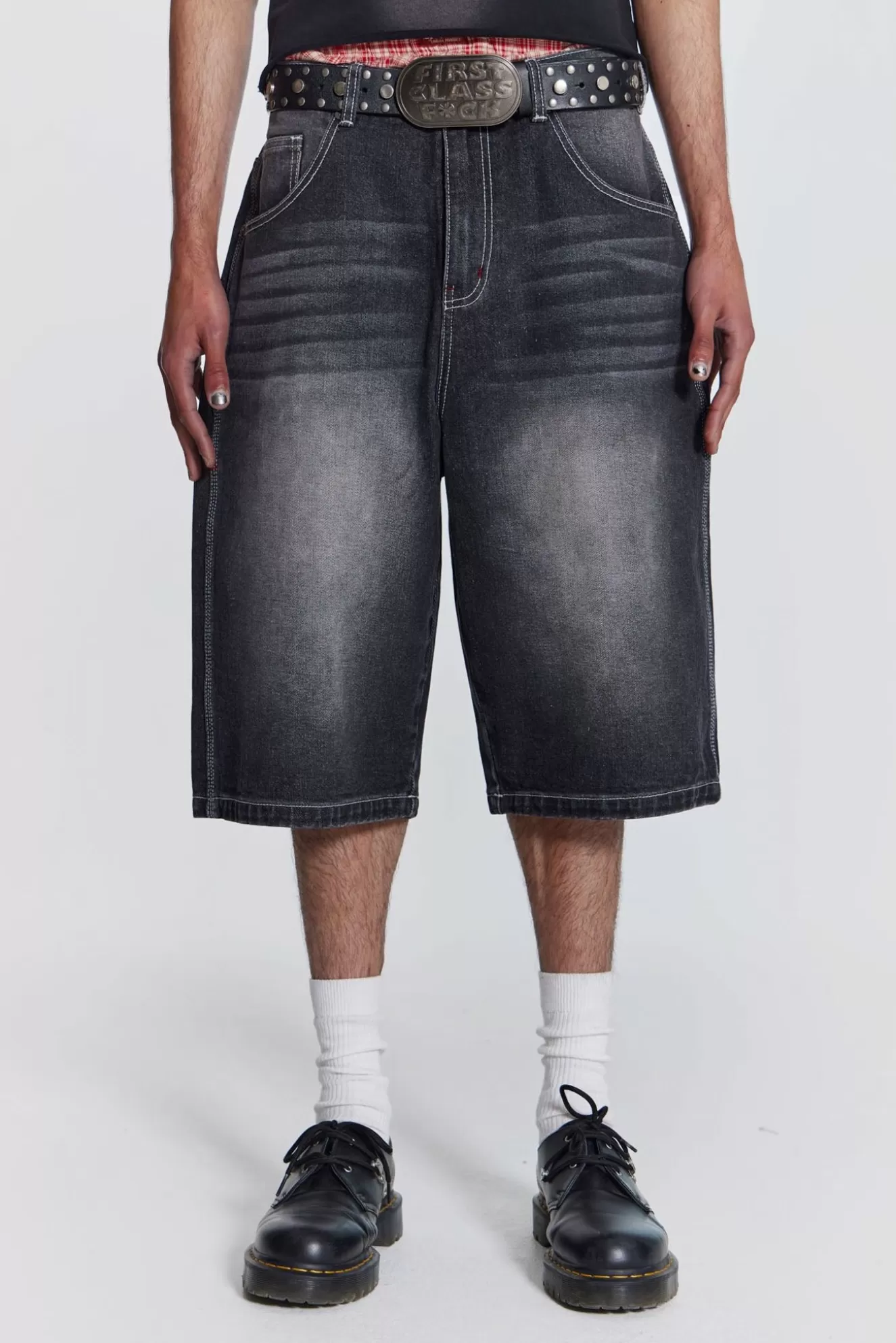 Flash Sale Washed Black Jumbo Jorts Men Jorts