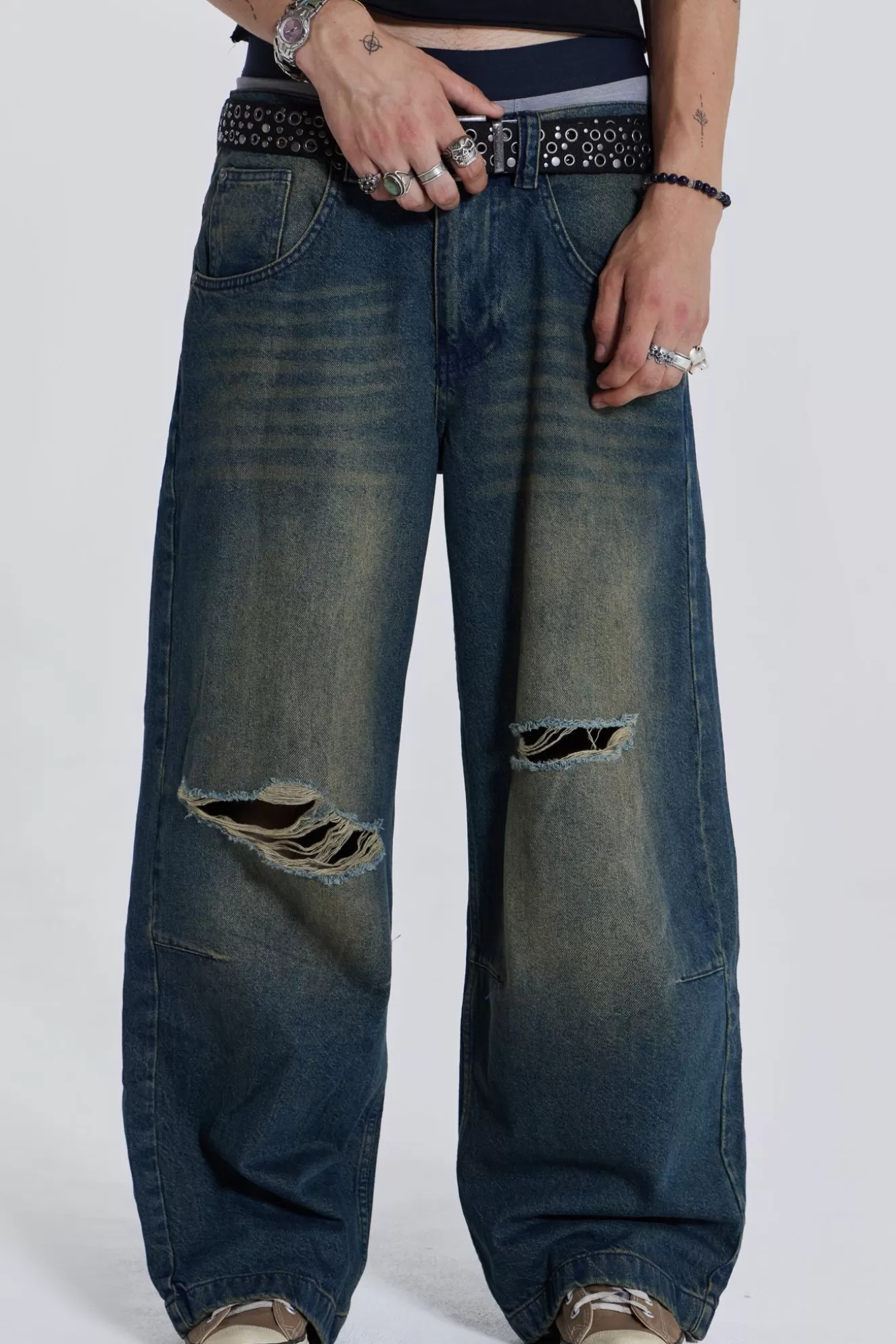 Best Sale Washed Blue Busted Colossus Jeans Women Colossus Jeans