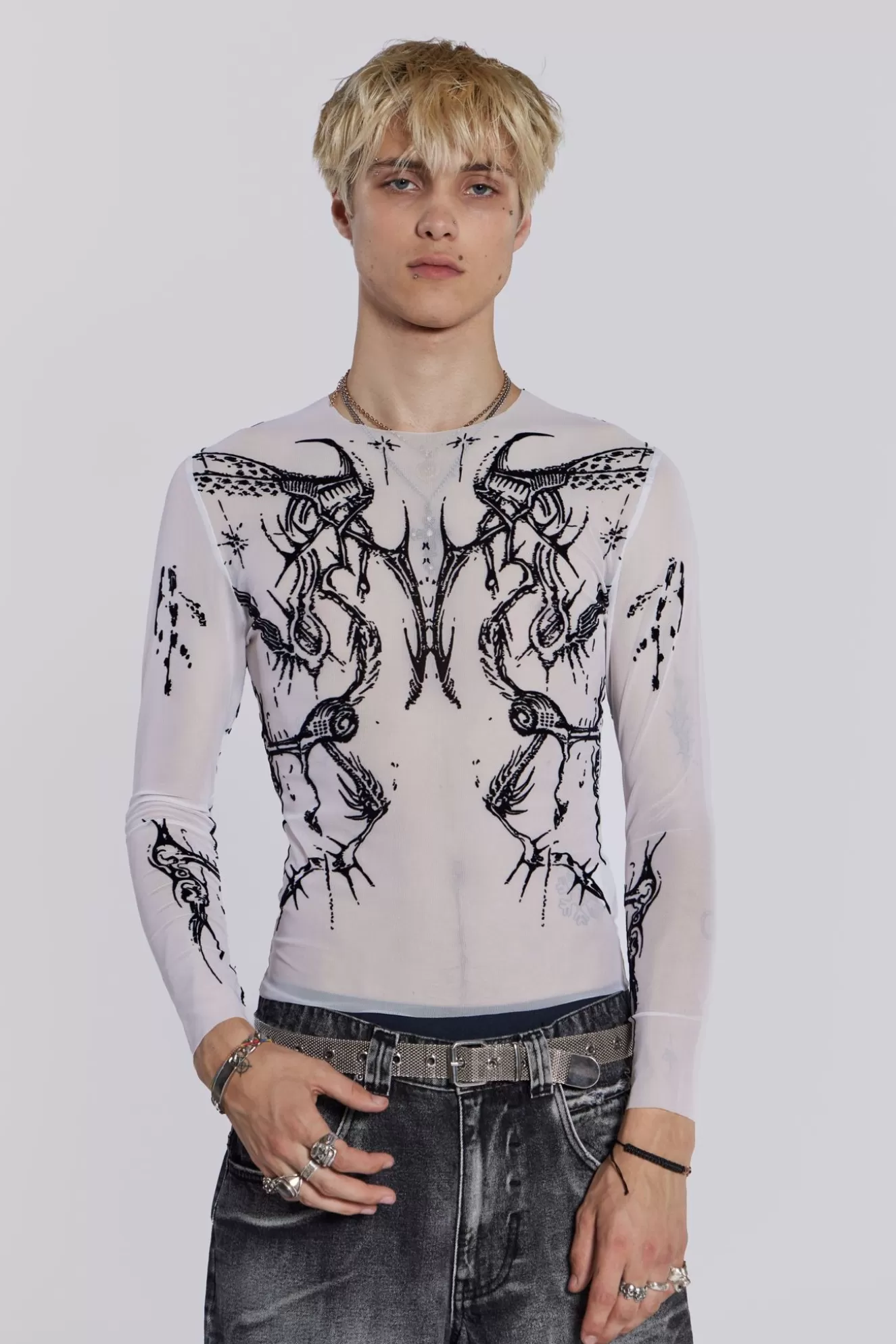 Cheap White Wings Mesh Top Men T-Shirts